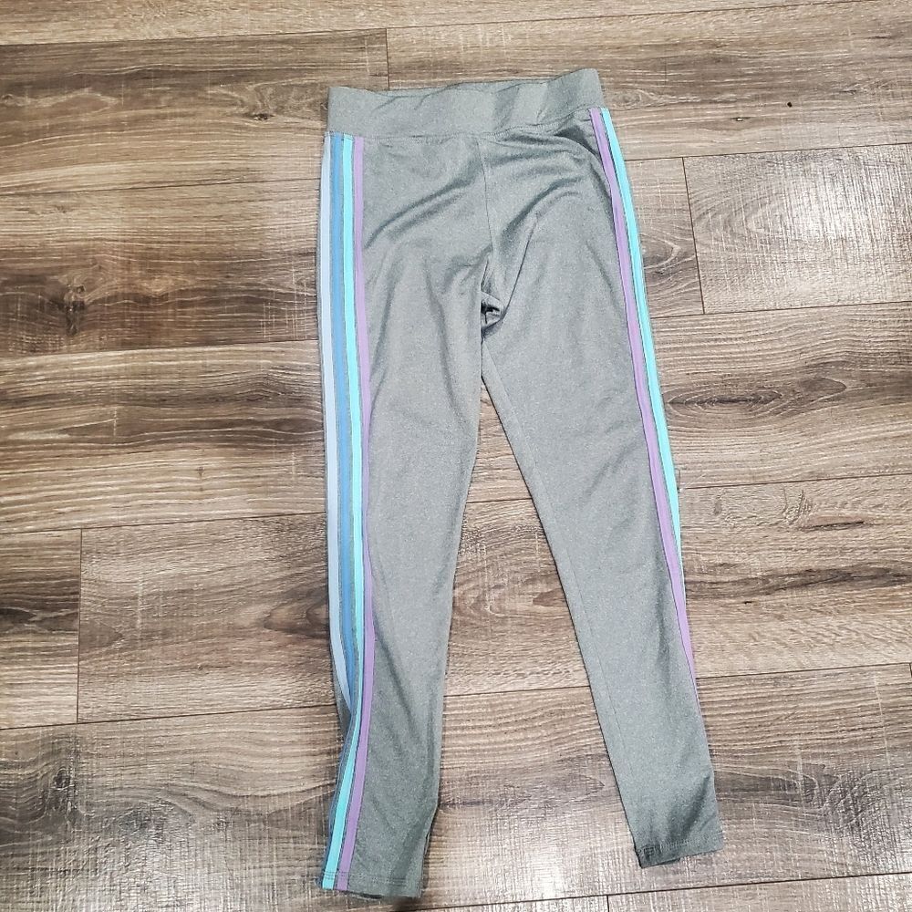 Girls Leggings Size 14 kidpik Gray Leggings with Blue and Purple Accents